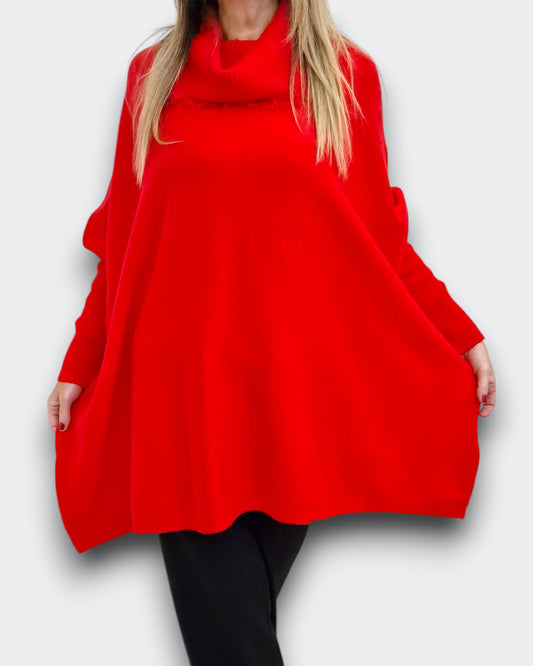 Maxi Maglia Collo Alto Scarlet